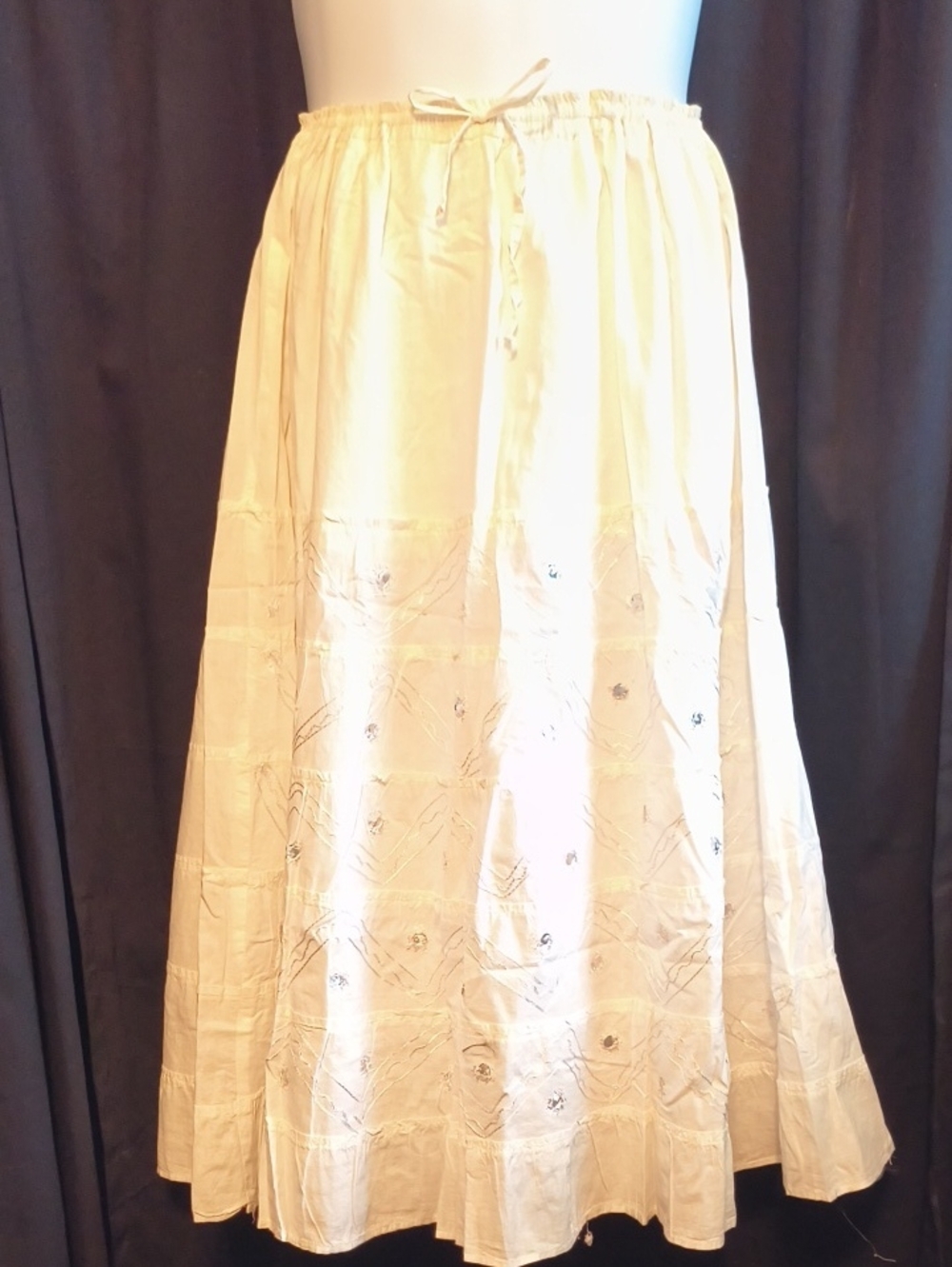 Light Cream Tiered Maxi Skirt - Elegant Everyday Wear #0087